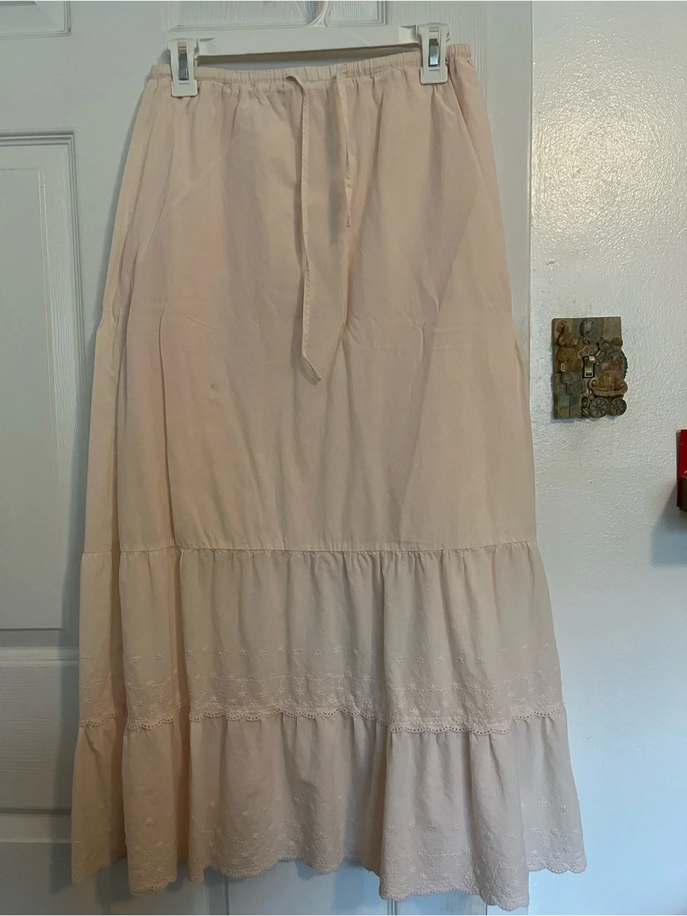 Brandy Melville Pale Blush Maxi Skirt with Eyelet Trim - Picture 1 of 2
